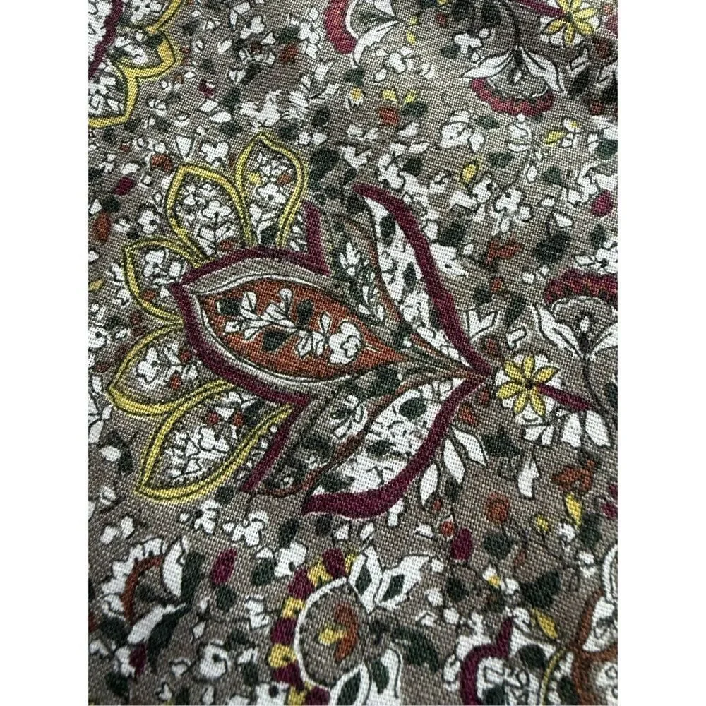 ZARA Floral Print Linen/Cotton Blend Pants Size XS
